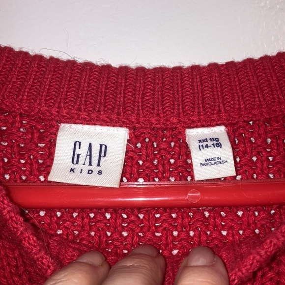 GAP kids red knitted sweater, length is below knee (I am 5’4”), size XXL (14-16) - Picture 11 of 12